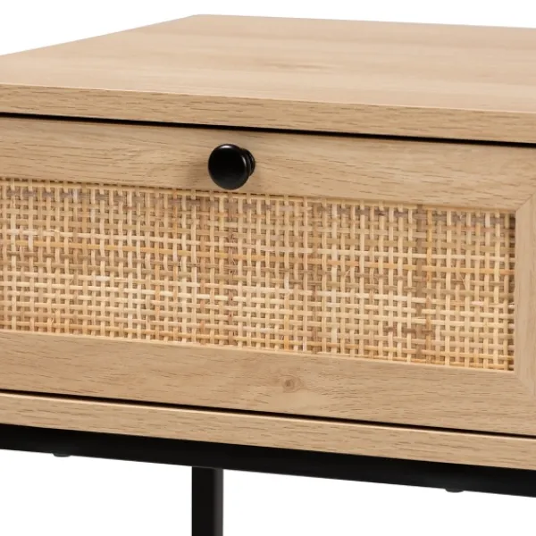 Nightstands-Kirkland's Home Light Wood And Rat Square Nights D Tan