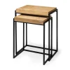 Accent & End Tables-Kirkland's Home Light Wood Nesting Accent Tables, Set Of 2 Tan/Black