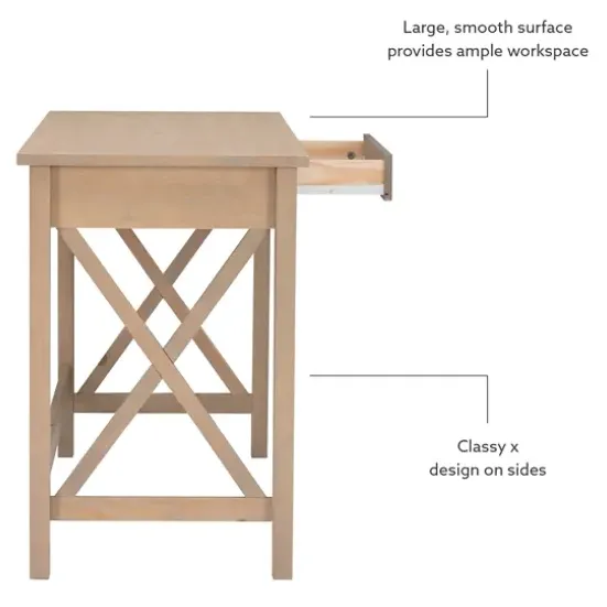 Office Furniture-Kirkland's Home Light Wood X-Sides Desk Brown