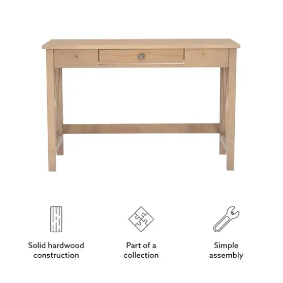 Office Furniture-Kirkland's Home Light Wood X-Sides Desk Brown