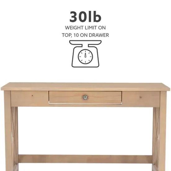 Office Furniture-Kirkland's Home Light Wood X-Sides Desk Brown