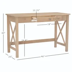 Office Furniture-Kirkland's Home Light Wood X-Sides Desk Brown