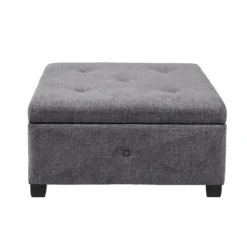 Benches & Ottomans-Kirkland's Home Lila Tufted Charcoal Storage Ottoman Gray