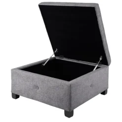 Benches & Ottomans-Kirkland's Home Lila Tufted Charcoal Storage Ottoman Gray