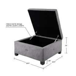 Benches & Ottomans-Kirkland's Home Lila Tufted Charcoal Storage Ottoman Gray