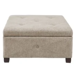 Benches & Ottomans-Kirkland's Home Lila Tufted Sand Storage Ottoman Tan
