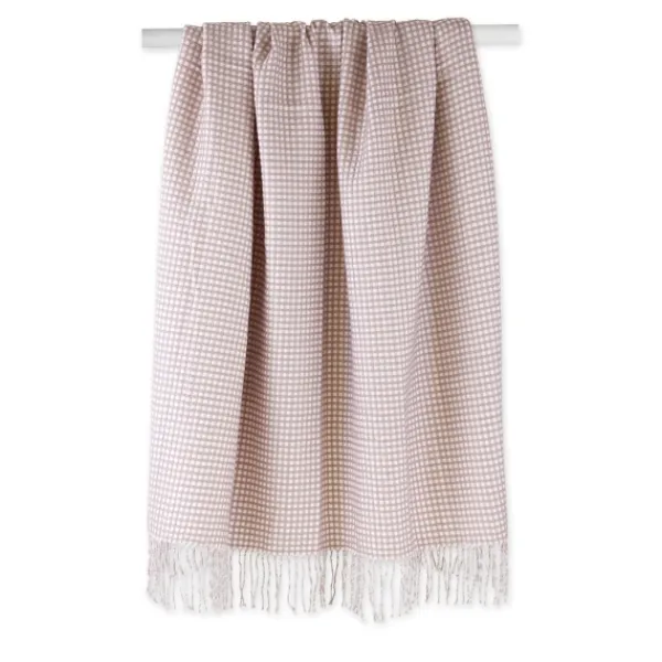 Blankets & Throws-Kirkland's Home Lilac And White Waffle Knit Fringe Throw Pink