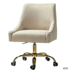 Office Furniture-Kirkland's Home Lili Cream Golden Office Chair Ivory
