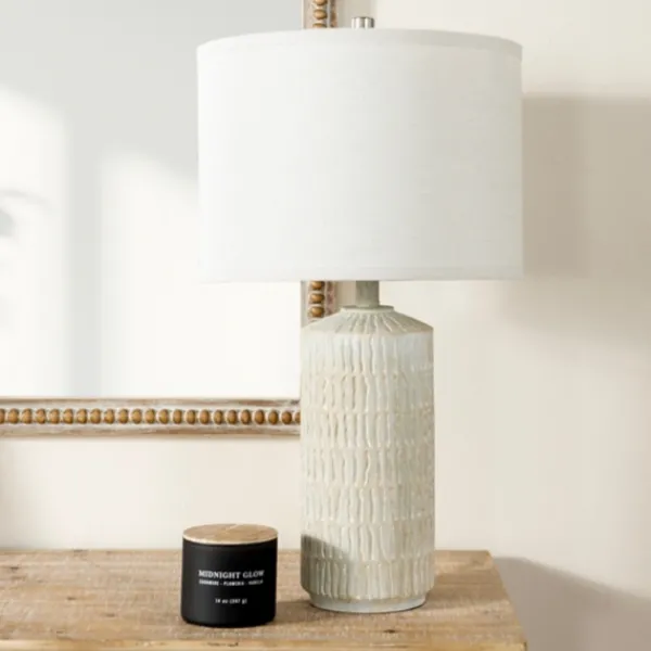 Table Lamps-Kirkland's Home Line Textured Whitewash Table Lamp Ivory