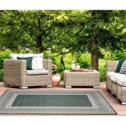 Outdoor Rugs-Kirkland's Home Linear Macy Indoor/Outdoor Area Rug, 7X9 Green