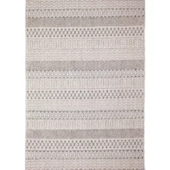 Outdoor Rugs-Kirkland's Home Linear Sundry Outdoor Area Rug, 6X9 Gray