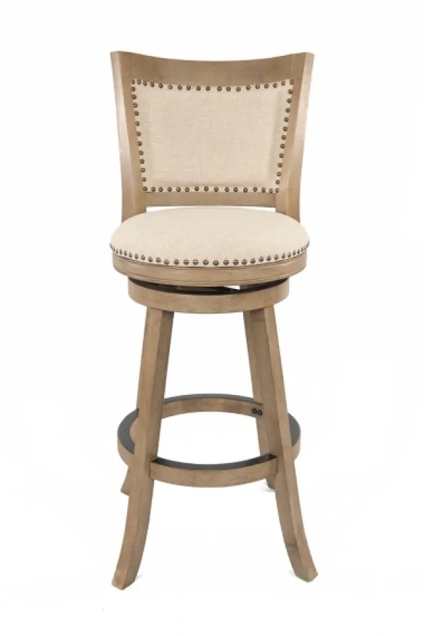 Bar Stools & Counter Height Stools-Kirkland's Home Linen And Driftwood Nailhead Swivel Bar Stool Brown