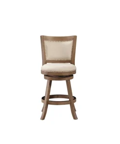 Bar Stools & Counter Height Stools-Kirkland's Home Linen And Driftwood Nailhead Swivel Counter Stool Ivory