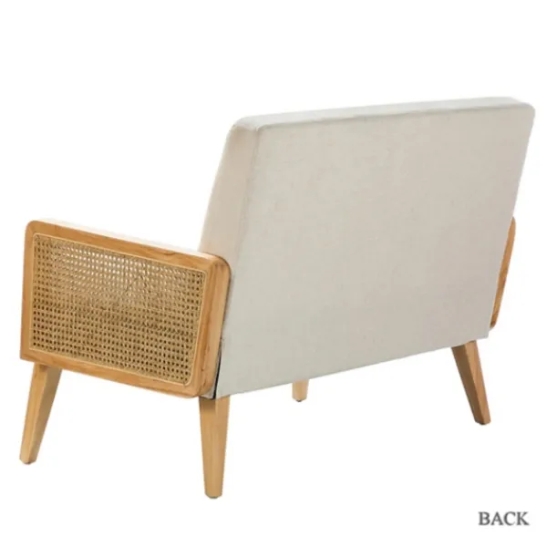 Sofas & Loveseats-Kirkland's Home Linen And Rattan Loveseat Ivory