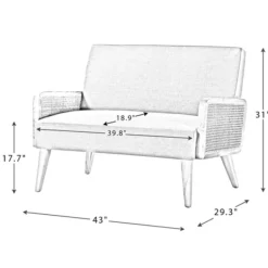 Sofas & Loveseats-Kirkland's Home Linen And Rattan Loveseat Ivory