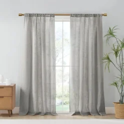 Curtains & Drapes-Kirkland's Home Linen Blend Curtain Panel Set, 84 In Gray