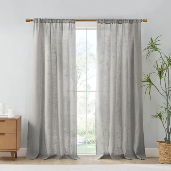 Curtains & Drapes-Kirkland's Home Linen Blend Curtain Panel Set, 84 In Gray