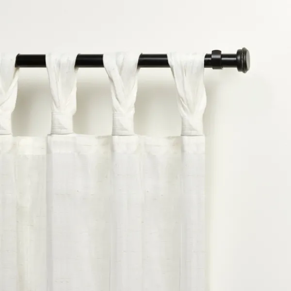 Curtains & Drapes-Kirkland's Home Linen Braided Top Curtain Panel Set, 84 In. White
