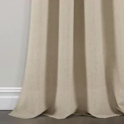 Curtains & Drapes-Kirkland's Home Linen Button And Stripe Curtain Panel Set, 84 In. Tan/White