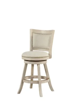 Bar Stools & Counter Height Stools-Kirkland's Home Linen Nailhead Trim Counter Stool, 38 In. Ivory
