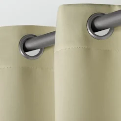 Curtains & Drapes-Kirkland's Home Linen Sateen Curtain Panel Set, 96 In. Tan