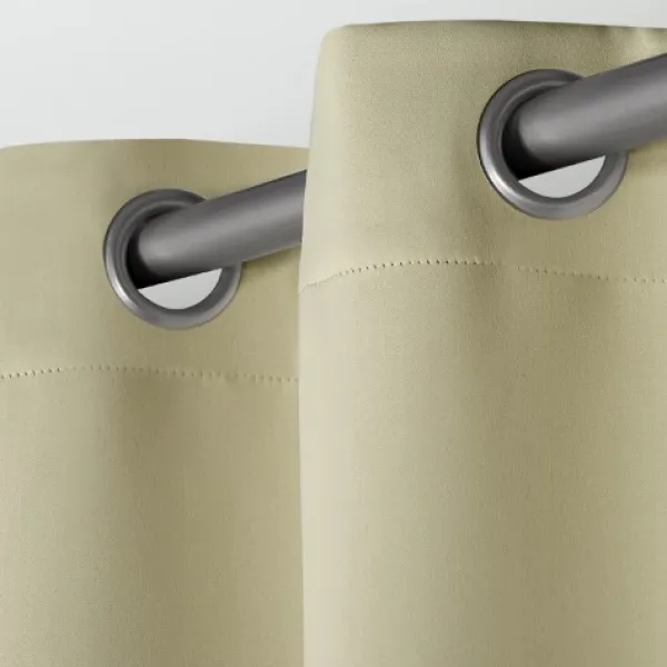 Curtains & Drapes-Kirkland's Home Linen Sateen Curtain Panel Set, 96 In. Tan