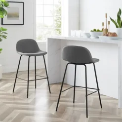 Bar Stools & Counter Height Stools-Kirkland's Home Linen Slope Seat Counter Stools, Set Of 2 Gray