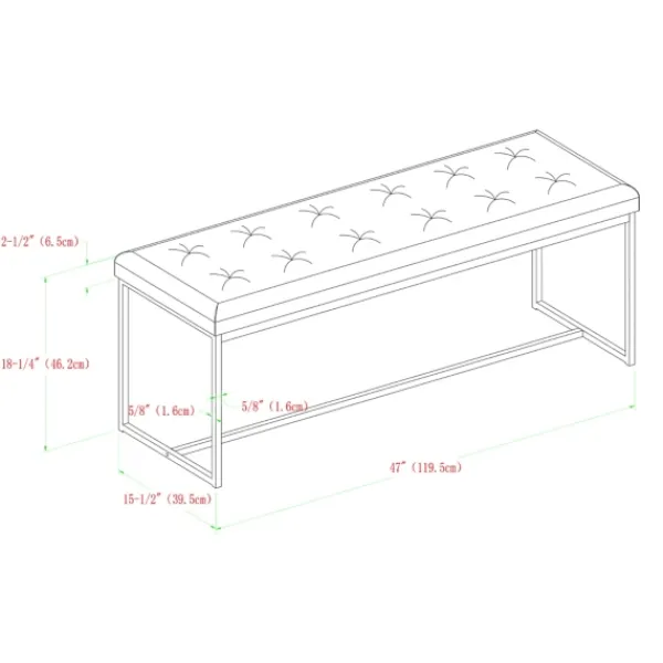 Benches & Ottomans-Kirkland's Home Linen Tufted Bench With Metal Base Tan