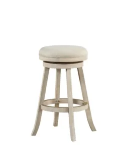 Bar Stools & Counter Height Stools-Kirkland's Home Linen Upholstered Swivel Bar Stool Ivory