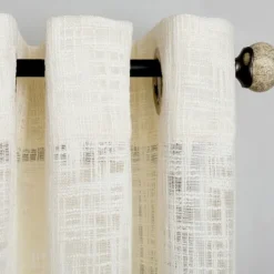 Curtains & Drapes-Kirkland's Home Linen Woven Single Curtain Panel, 84 In. Ivory