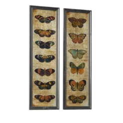 Framed Art-Kirkland's Home Literary Butterflies Framed Art Prints, Set Of 2 Brown/Yellow