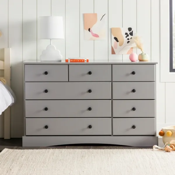 Dressers & Chests-Kirkland's Home Lola Cottage Frame Nine-Drawer Dresser Gray