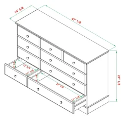 Dressers & Chests-Kirkland's Home Lola Cottage Frame Nine-Drawer Dresser Gray