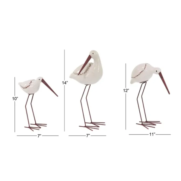 Statues & Figurines-Kirkland's Home Long Beak Stoneware Bird Figurines, Set Of 3 White