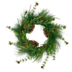 Wreaths-Kirkland's Home Long Needle Pine Christmas Wreath Green/Brown