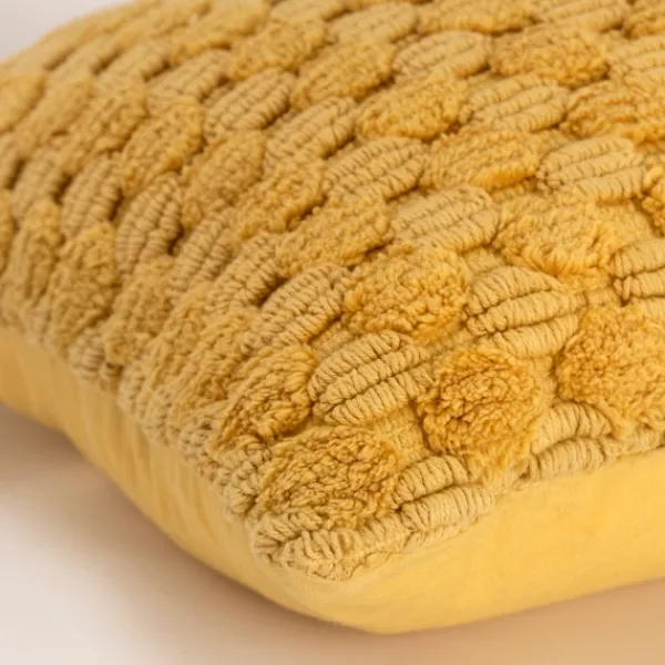 Pillows-Kirkland's Home Looped Cotton Throw Pillow Yellow