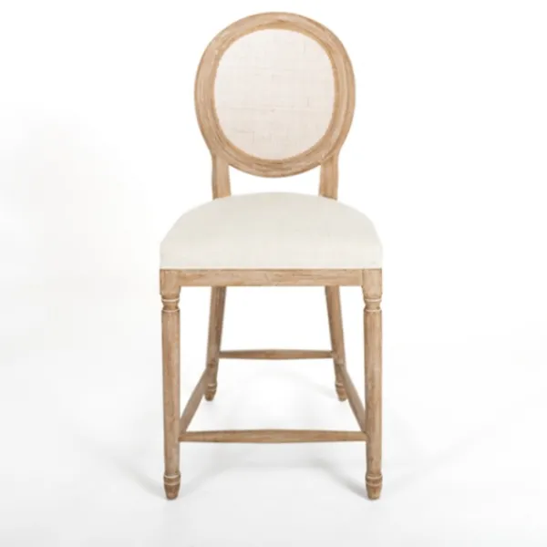 Bar Stools & Counter Height Stools-Kirkland's Home Louis Cane & Cream Upholstered Counter Stool Ivory