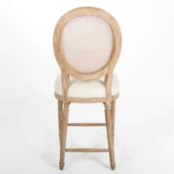 Bar Stools & Counter Height Stools-Kirkland's Home Louis Cane & Cream Upholstered Counter Stool Ivory