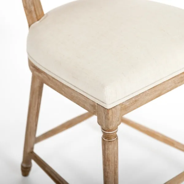 Bar Stools & Counter Height Stools-Kirkland's Home Louis Cane & Cream Upholstered Counter Stool Ivory
