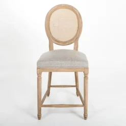 Bar Stools & Counter Height Stools-Kirkland's Home Louis Cane Upholstered Counter Stool Gray