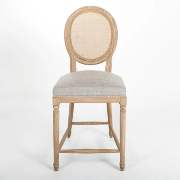 Bar Stools & Counter Height Stools-Kirkland's Home Louis Cane Upholstered Counter Stool Gray