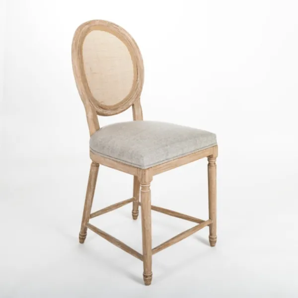 Bar Stools & Counter Height Stools-Kirkland's Home Louis Cane Upholstered Counter Stool Gray