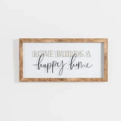 Wall Quotes & Signs-Kirkland's Home Love Builds A Happy Home Wall Plaque White/Black/Tan