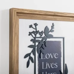 Wall Quotes & Signs-Kirkland's Home Love Lives Here Blue Greenery Wall Plaque Ivory/Blue