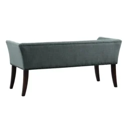 Benches & Ottomans-Kirkland's Home Low Back Flared Nailhead Trim Bench Blue
