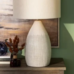 Table Lamps-Kirkland's Home Luca Cream Ceramic Table Lamp Ivory