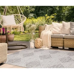 Outdoor Rugs-Kirkland's Home Luxe Diamond Outdoor Area Rug, 5X7 Gray