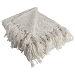 Blankets & Throws-Kirkland's Home Luxe Knit Fringed Throw Ivory