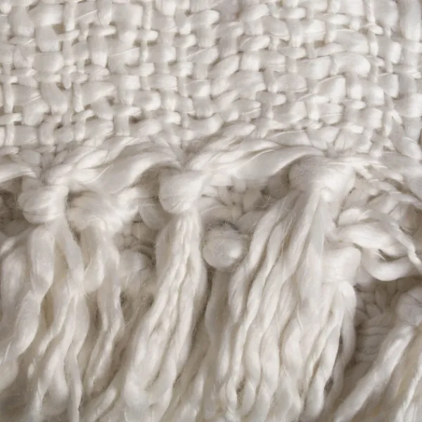 Blankets & Throws-Kirkland's Home Luxe Knit Fringed Throw Ivory