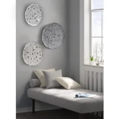 Wall Plaques-Kirkland's Home Madison Park Iron Feathers Wall Plaques, Set Of 3 Silver/Gray